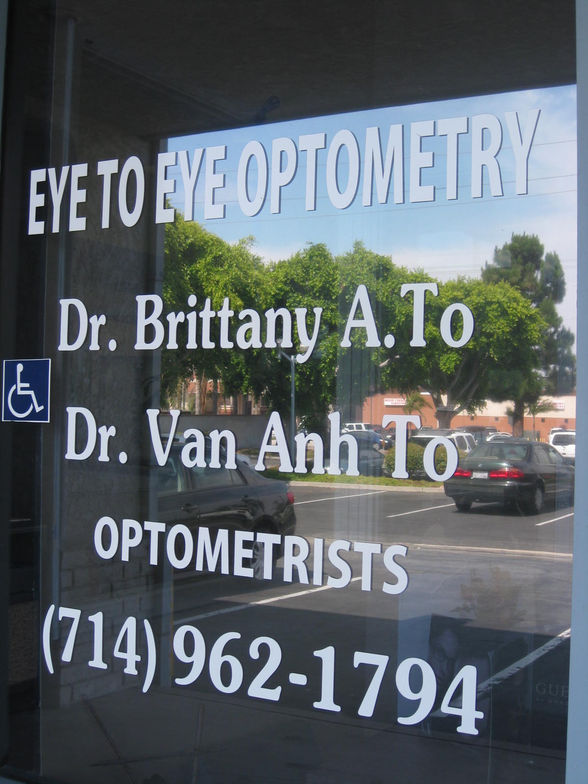 Office door: Dr. Brittany A. To, Dr. Van Anh To, Optometrists